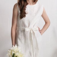 Robe de mariée midi en lin sans manches à ceinture GANGES