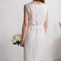 Robe de mariée midi en lin sans manches à ceinture GANGES