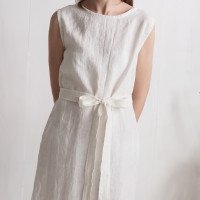 Robe de mariée midi en lin sans manches à ceinture GANGES