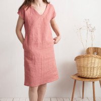 Robe en lin à col V MADEIRA