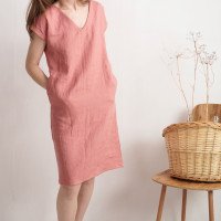 Robe en lin à col V MADEIRA