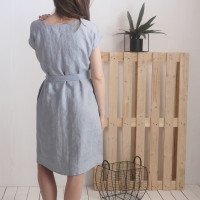 Robe en lin à col V et ceinture DARLING