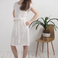 Robe de mariée midi en lin à ceinture SENEGAL