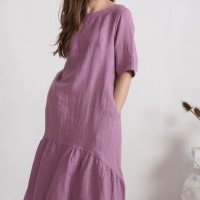 Robe longue bohème de grossesse en lin à volant CONGO