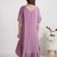 Robe longue bohème de grossesse en lin à volant CONGO