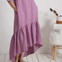 Robe longue bohème de grossesse en lin à volant CONGO