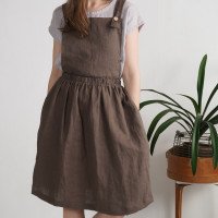 Robe salopette midi en lin à dos croisé LOMAMI