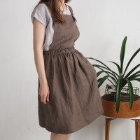 Robe salopette midi en lin à dos croisé LOMAMI