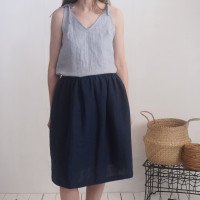 Jupe midi trapèze en lin MAGDALENA