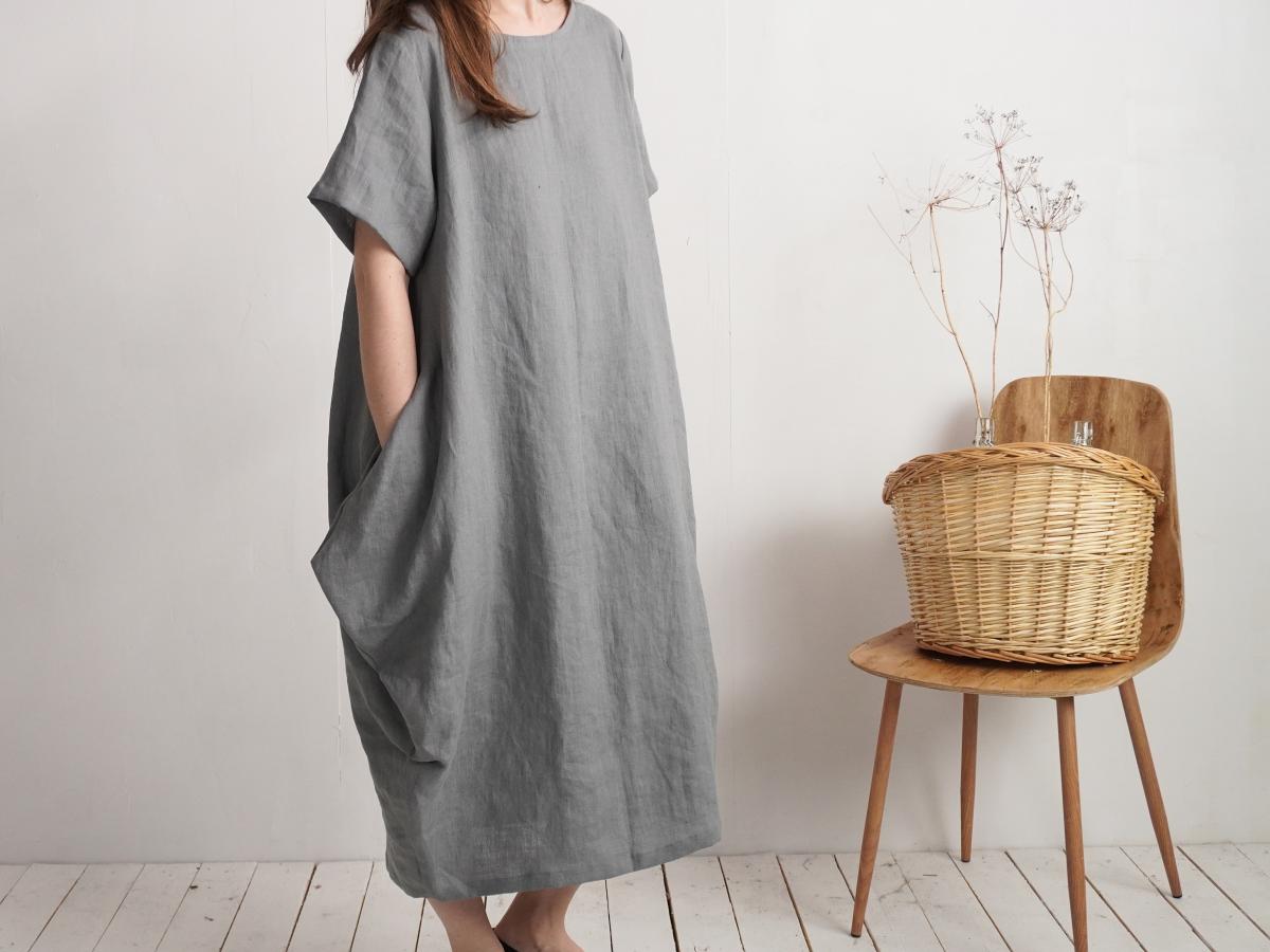 Robe boule ample en lin BLANDA
