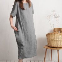 Robe boule ample en lin BLANDA