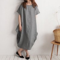 Robe boule ample en lin BLANDA