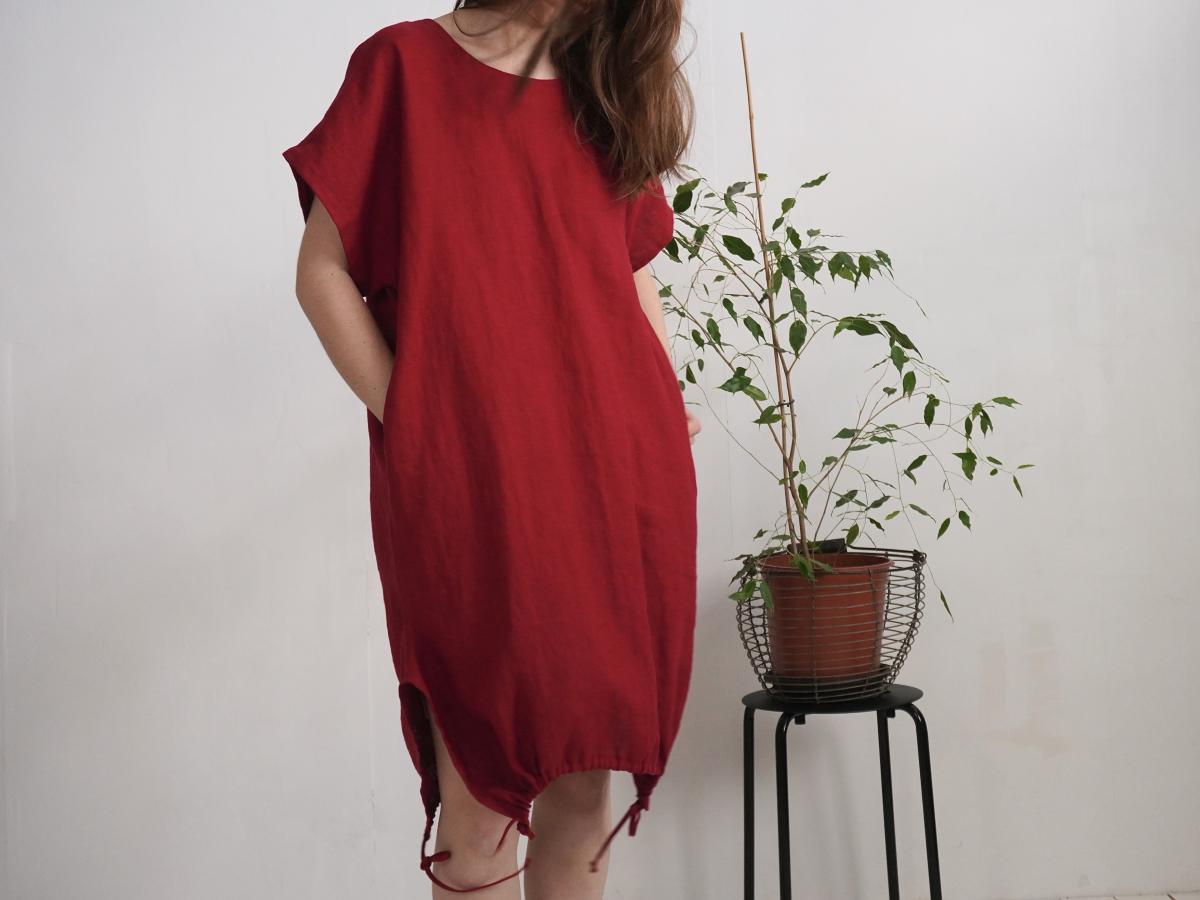Robe ample en lin à liens dans le bas ZEYA