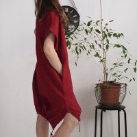 Robe ample en lin à liens dans le bas ZEYA