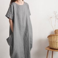 Robe boule ample en lin BLANDA