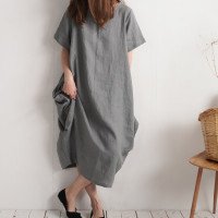 Robe boule ample en lin BLANDA