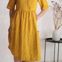 Robe bohème de grossesse en lin à taille empire NARMADA