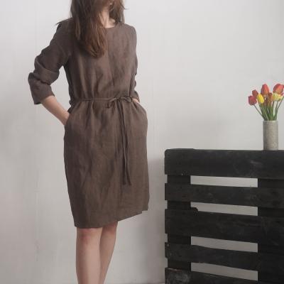 Robe midi en lin à manches longues SINDHU