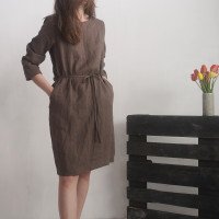 Robe midi en lin à manches longues SINDHU