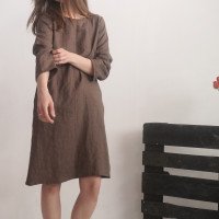 Robe midi en lin à manches longues SINDHU
