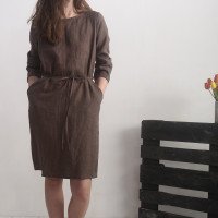 Robe midi en lin à manches longues SINDHU