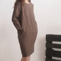 Robe midi en lin à manches longues SINDHU