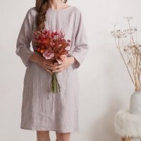 Robe midi en lin à manches longues SINDHU