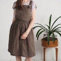 Robe salopette midi en lin à dos croisé LOMAMI