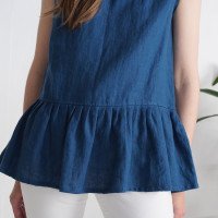 Blouse en lin sans manches à volant ILI