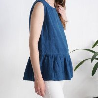 Blouse en lin sans manches à volant ILI