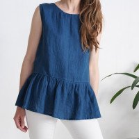 Blouse en lin sans manches à volant ILI
