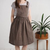 Robe salopette midi en lin à dos croisé LOMAMI