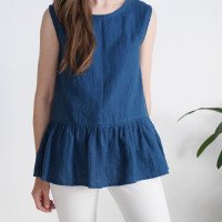 Blouse en lin sans manches à volant ILI