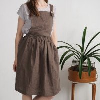 Robe salopette midi en lin à dos croisé LOMAMI