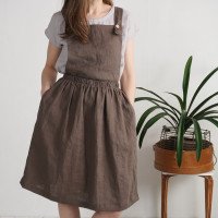 Robe salopette midi en lin à dos croisé LOMAMI