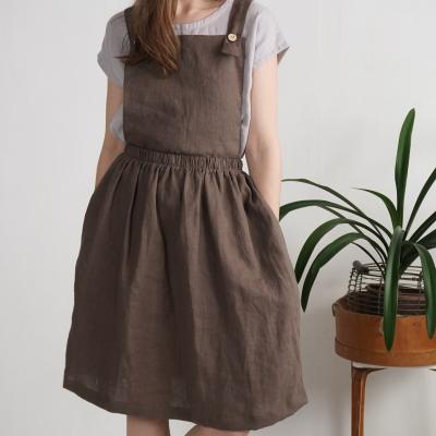 Robe salopette midi en lin à dos croisé LOMAMI