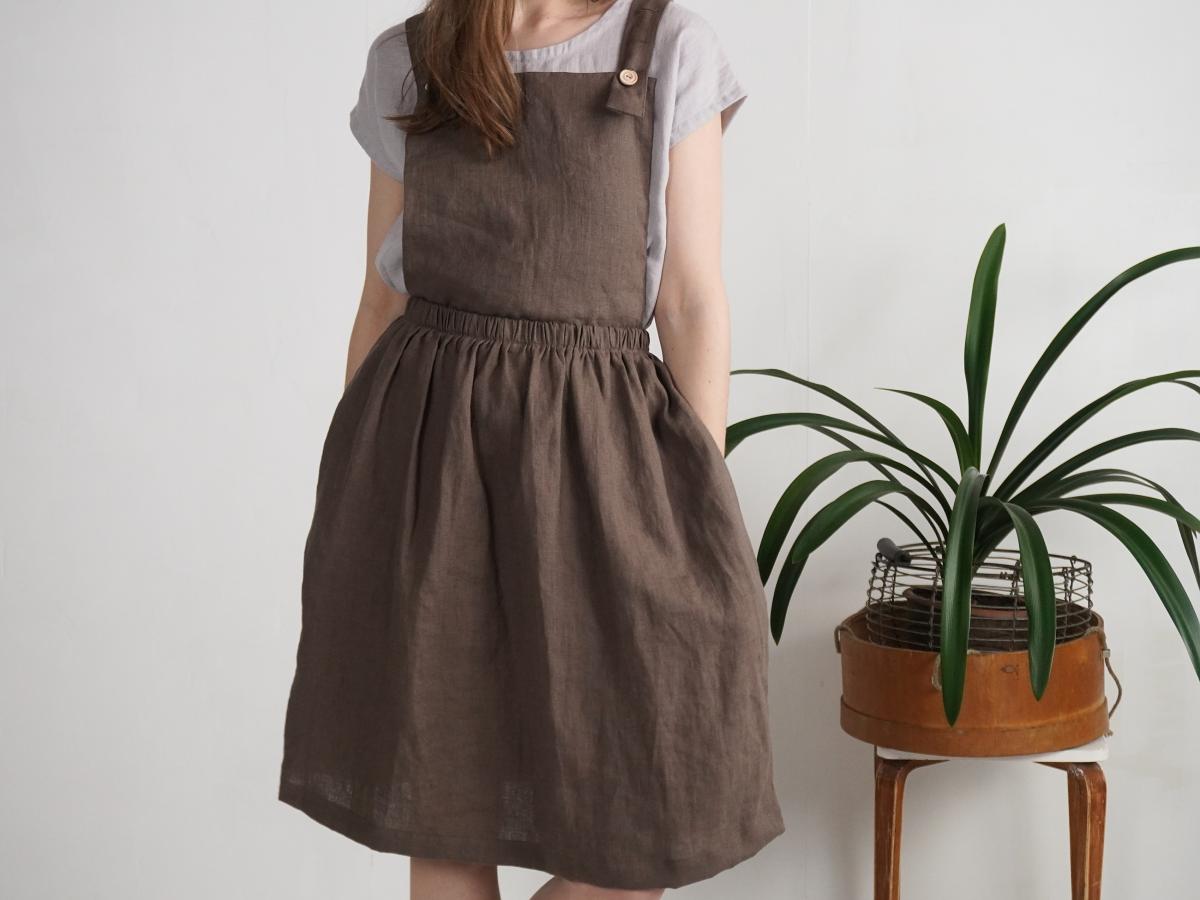 Robe salopette midi en lin à dos croisé LOMAMI