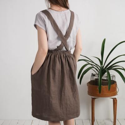 Robe salopette midi en lin à dos croisé LOMAMI