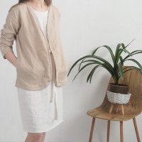 Veste ouverte en lin à manches longues PJORSA
