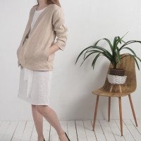 Veste ouverte en lin à manches longues PJORSA