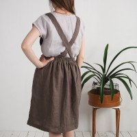 Robe salopette midi en lin à dos croisé LOMAMI