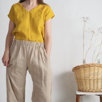 Pantalon droit en lin à taille haute VILYUY