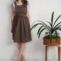 Robe salopette midi en lin à dos croisé LOMAMI