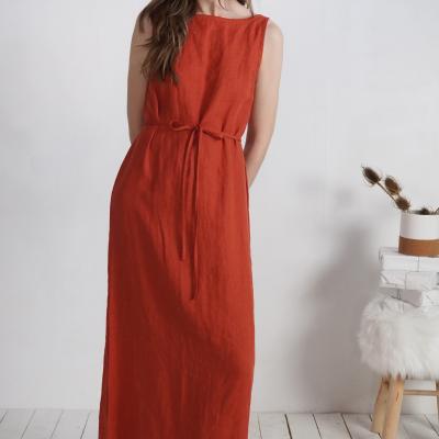 Robe longue en lin à dos ouvert TAGUS