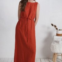 Robe longue en lin à dos ouvert TAGUS