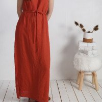 Robe longue en lin à dos ouvert TAGUS