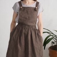 Robe salopette midi en lin à dos croisé LOMAMI