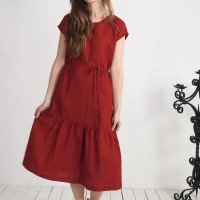 Robe longue en lin à taille basse et volant DONETS