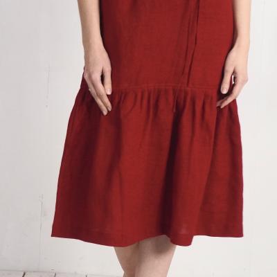 Robe longue en lin à taille basse et volant DONETS
