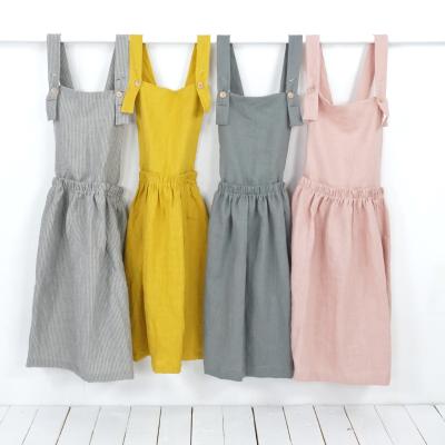 Robe salopette midi en lin à dos croisé LOMAMI